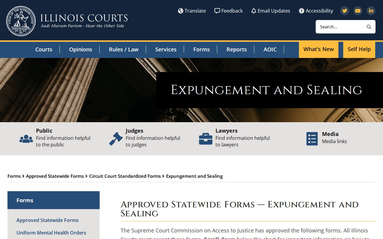Illinois expungement and sealing forms for Mason County court cases
